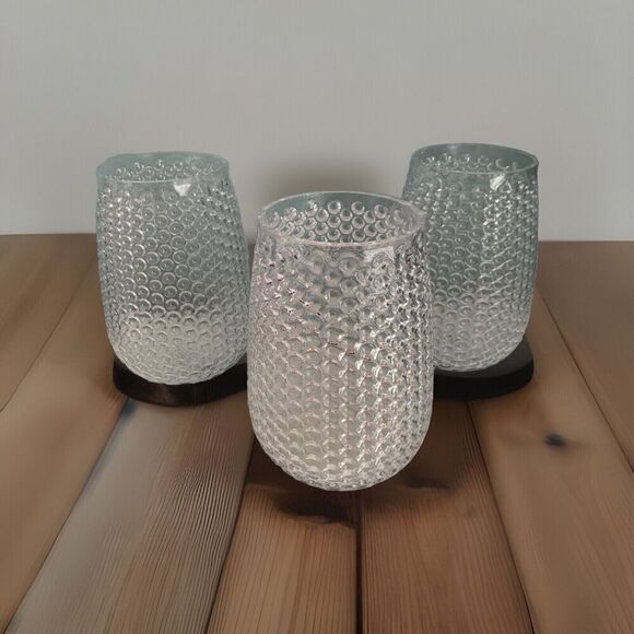 (3) 8” Pottery Barn Vases Pebbled Clear Glass Hobnail New Entry Home Decor - Picture 3 of 10